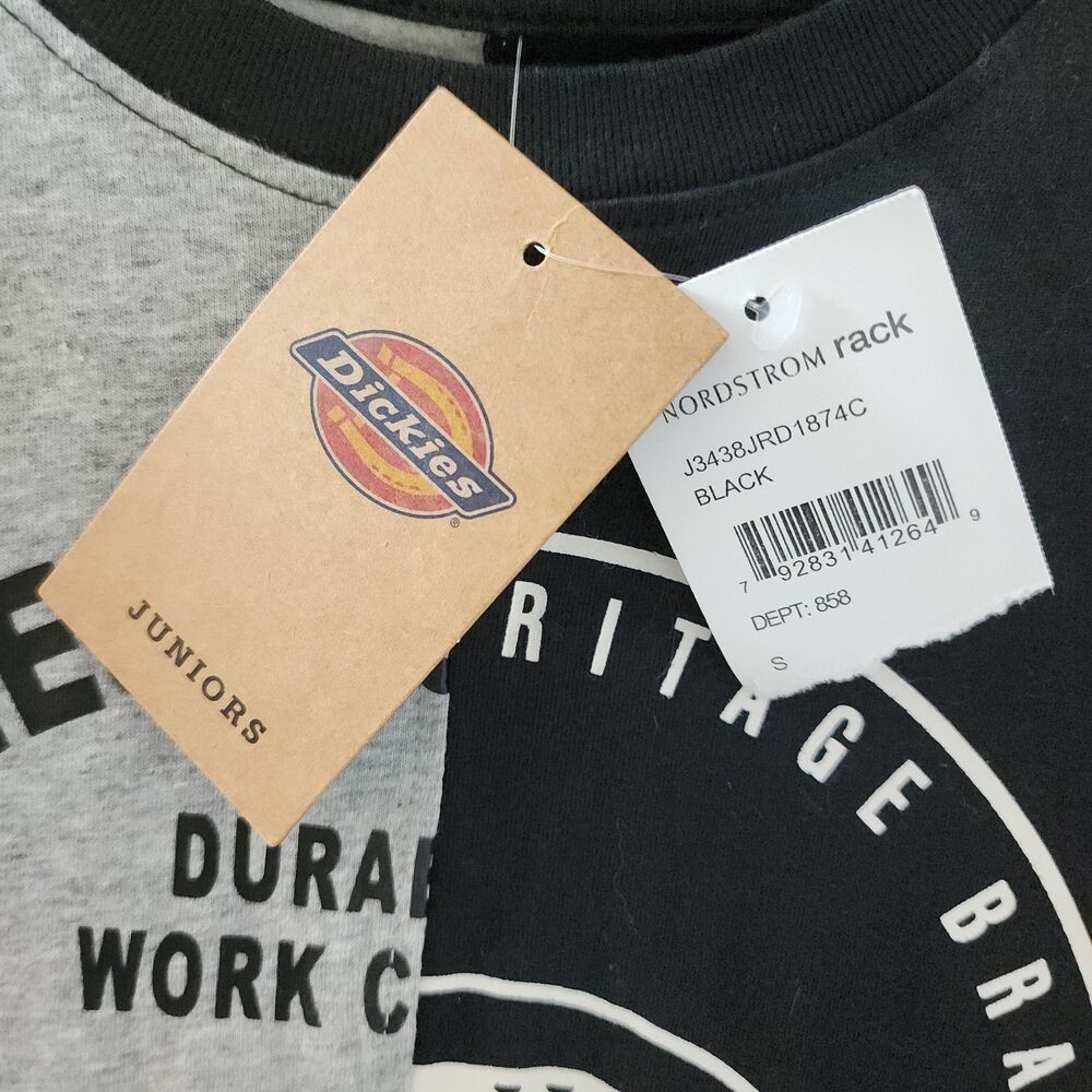 Dickies Two-Tone Split Logo T-Shirt Mini Dress Black Grey NWT Small - Picture 5 of 5